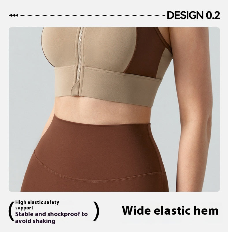 Women's Front Zipper Sports Bra Yoga Vest With Chest Pad