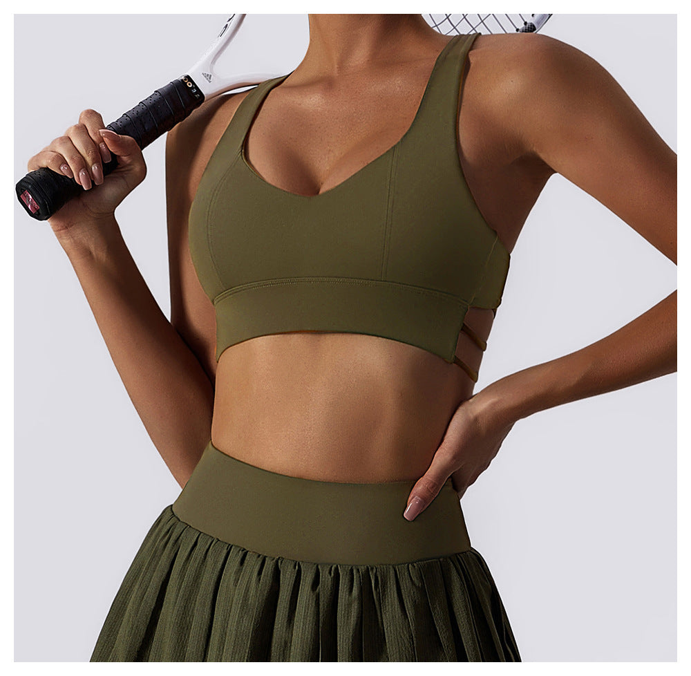 Sexy Nude Feel Beauty Back Yoga Clothes Push Up Bras Shockproof Sports Underwear