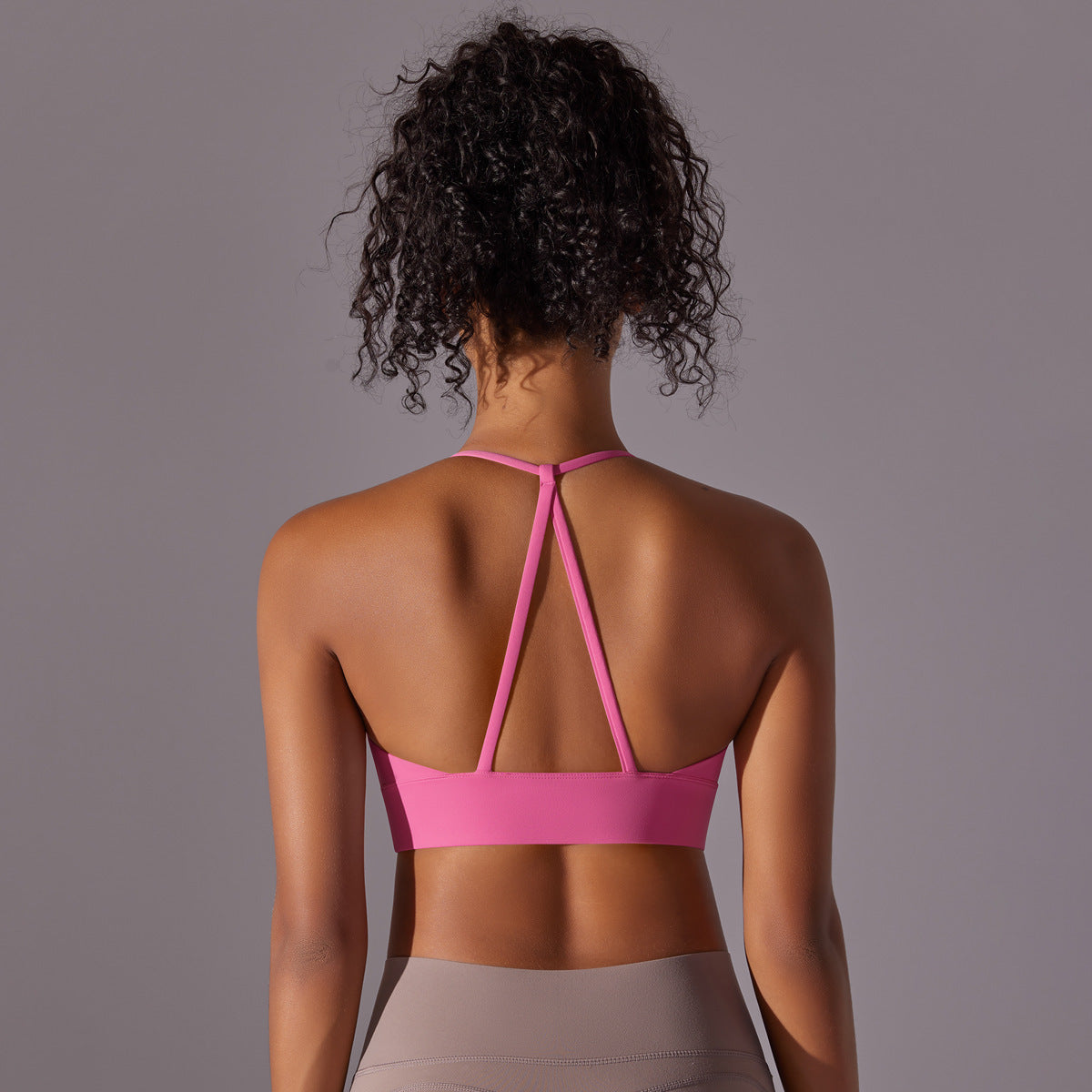 Brushed Double-sided Nylon Solid Color Beauty Back Cross Sports Underwear