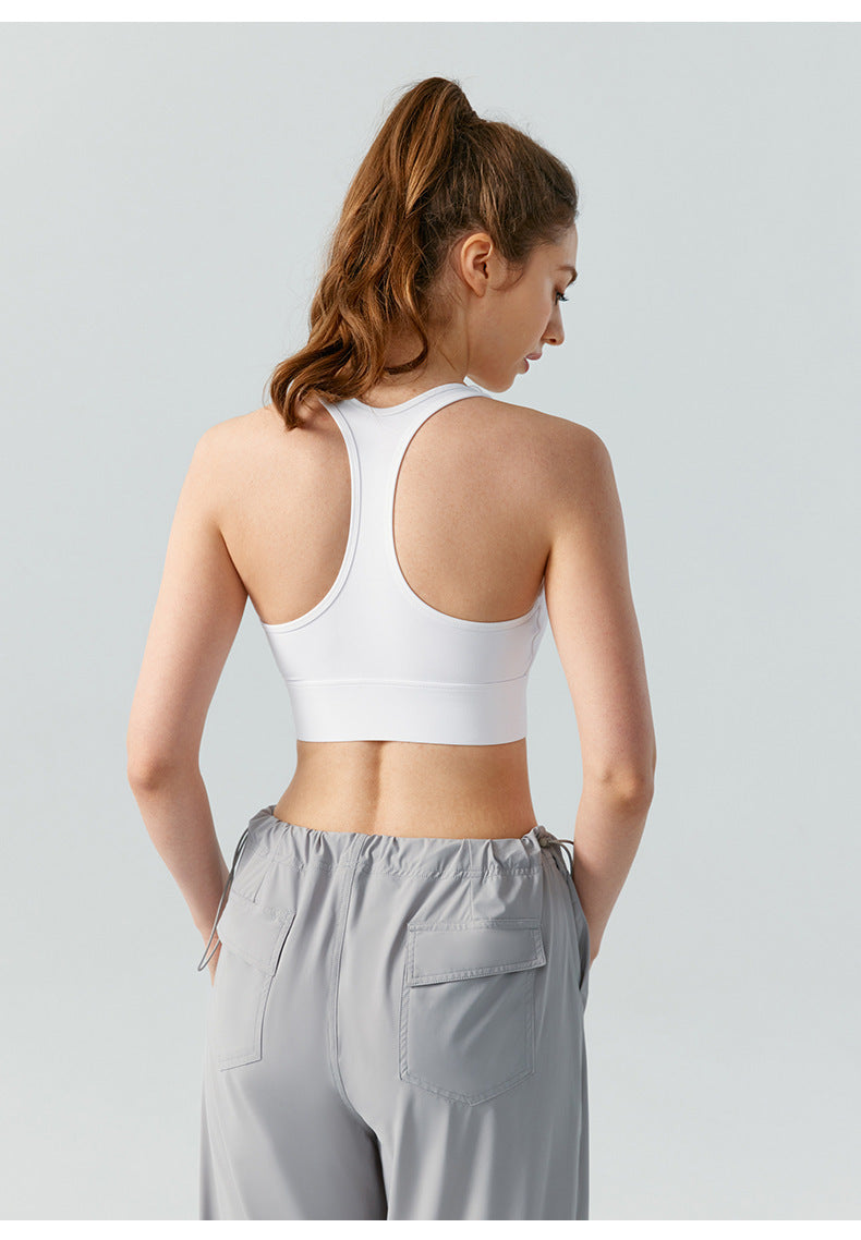 Women's Front Zipper Sports Bra Yoga Vest With Chest Pad