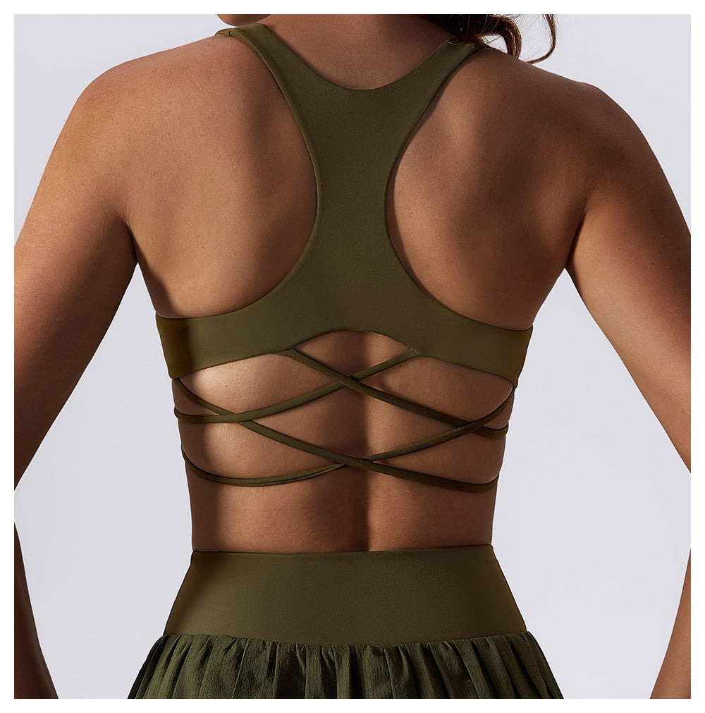 Sexy Nude Feel Beauty Back Yoga Clothes Push Up Bras Shockproof Sports Underwear