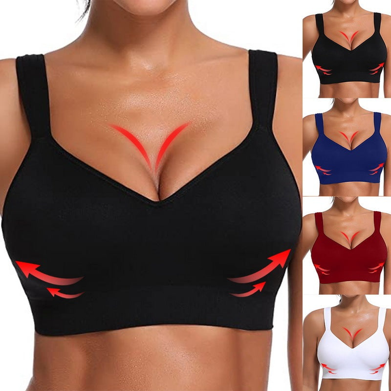 Fashion Solid Color No Steel Ring Underwear Gather Bra