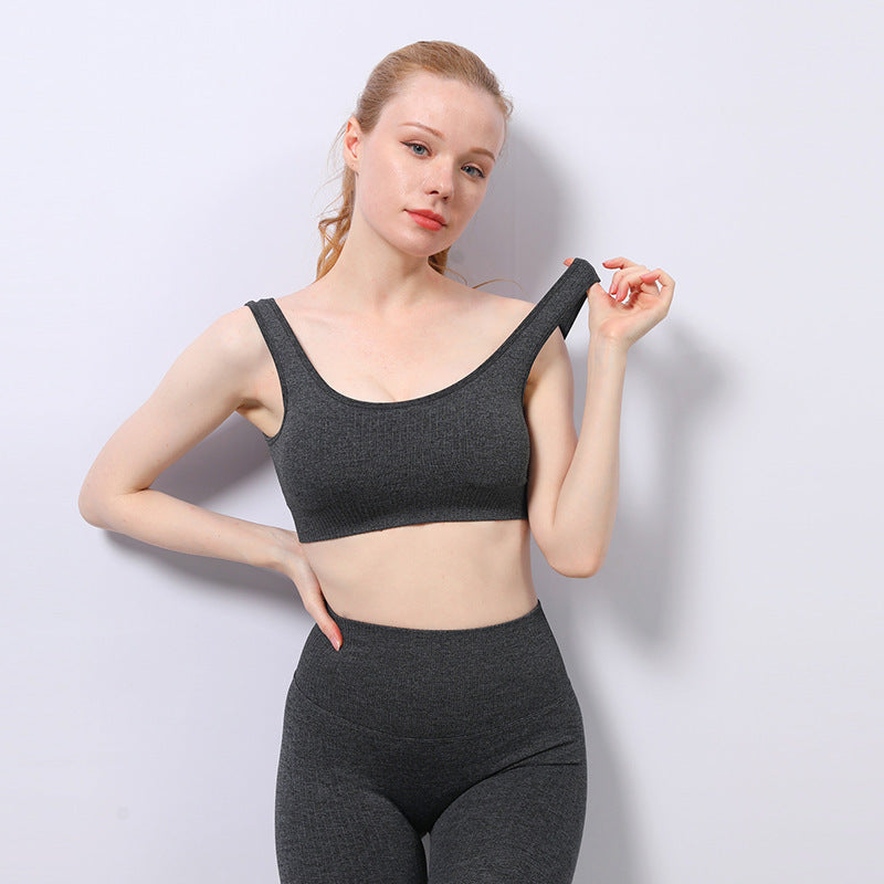 European And American New Striped Bra Yoga Vest Sports Running Seamless Fitness