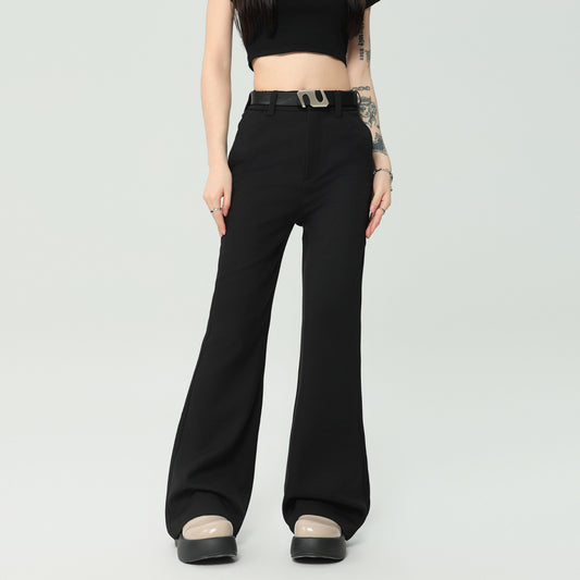 Draping Effect Skinny Black Casual Suit Pants