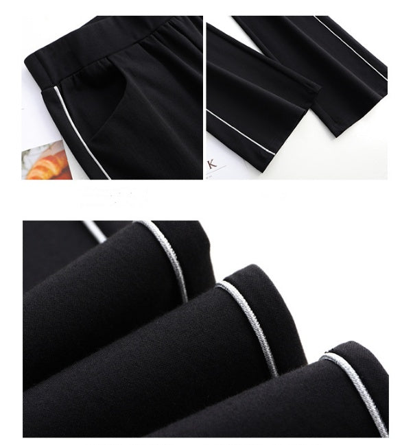 Drape Black All-match Micro Flared Pants High Waist