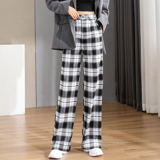 Black And White Checkered Pants For Women's Retro Trend