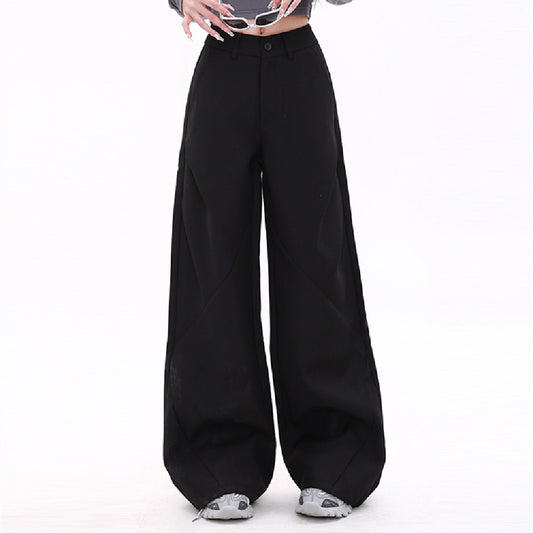High Waist Straight Black Suit Wide Leg Flared Casual Pants