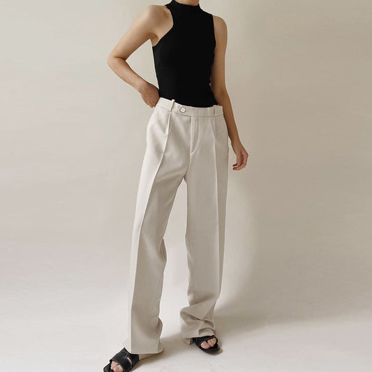 Loose Drape Commuter Black Women's Simple Pants