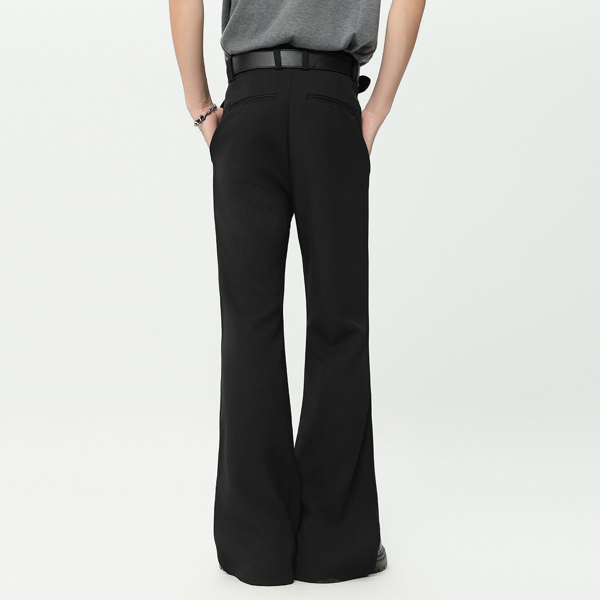 Draping Effect Skinny Black Casual Suit Pants