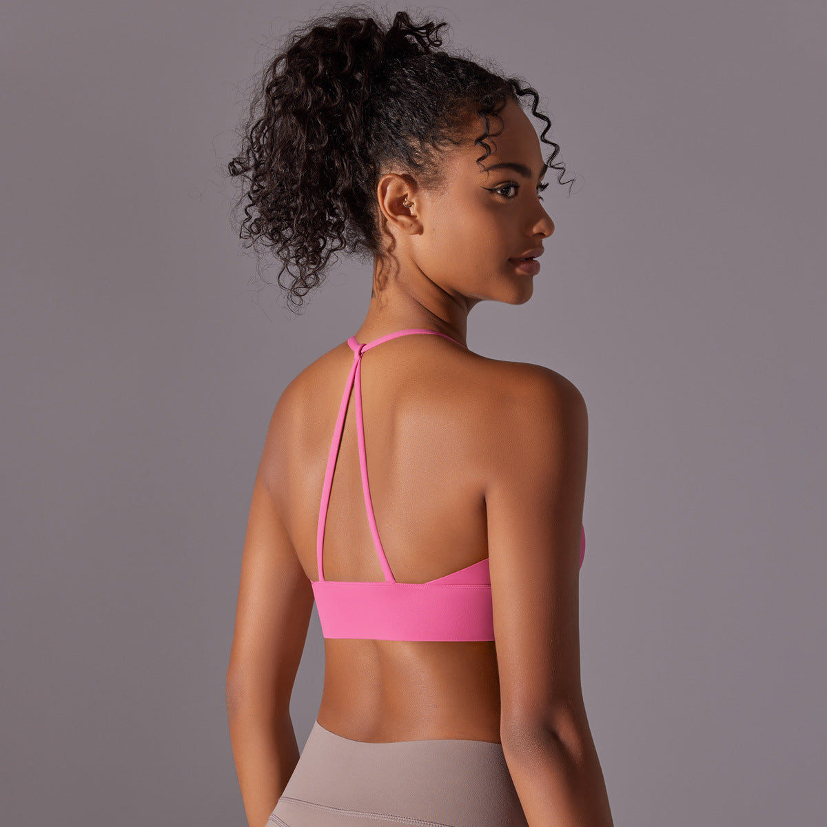 Brushed Double-sided Nylon Solid Color Beauty Back Cross Sports Underwear