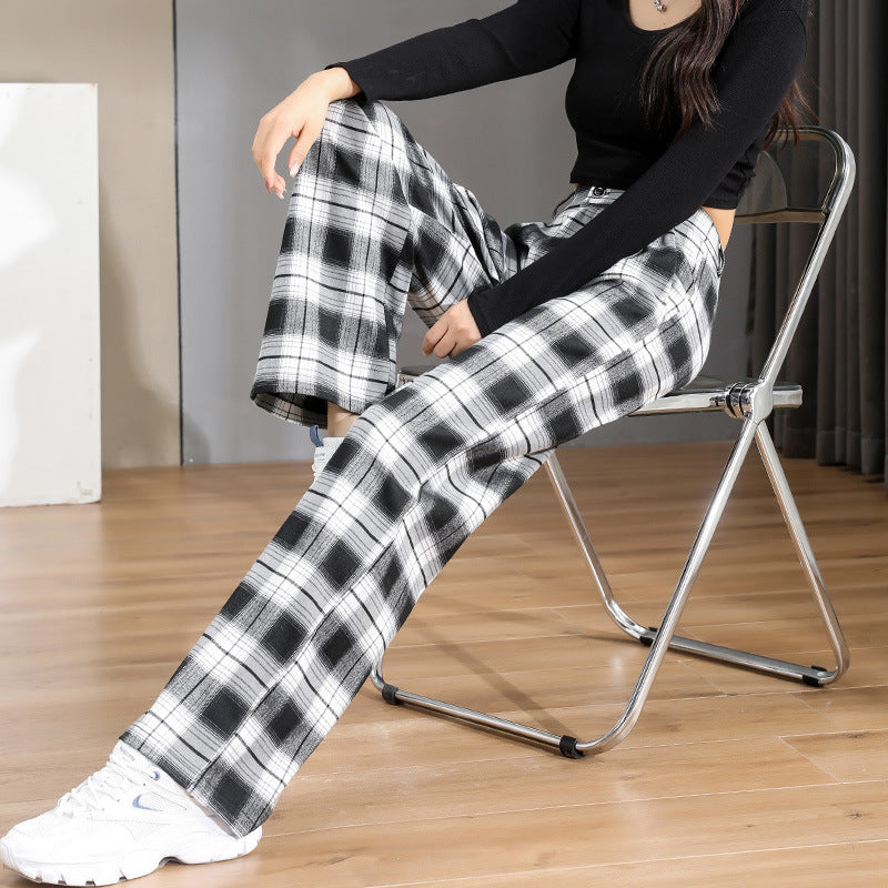 Black And White Checkered Pants For Women's Retro Trend