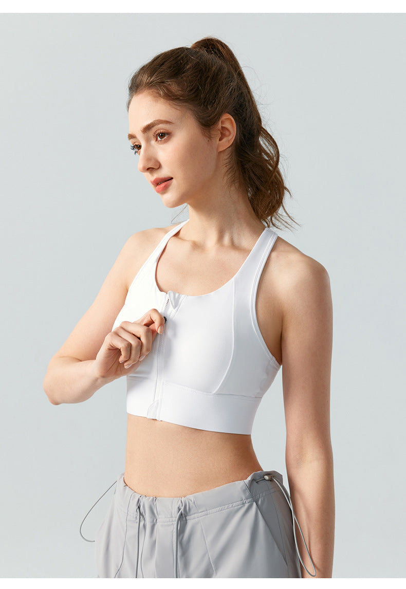 Women's Front Zipper Sports Bra Yoga Vest With Chest Pad